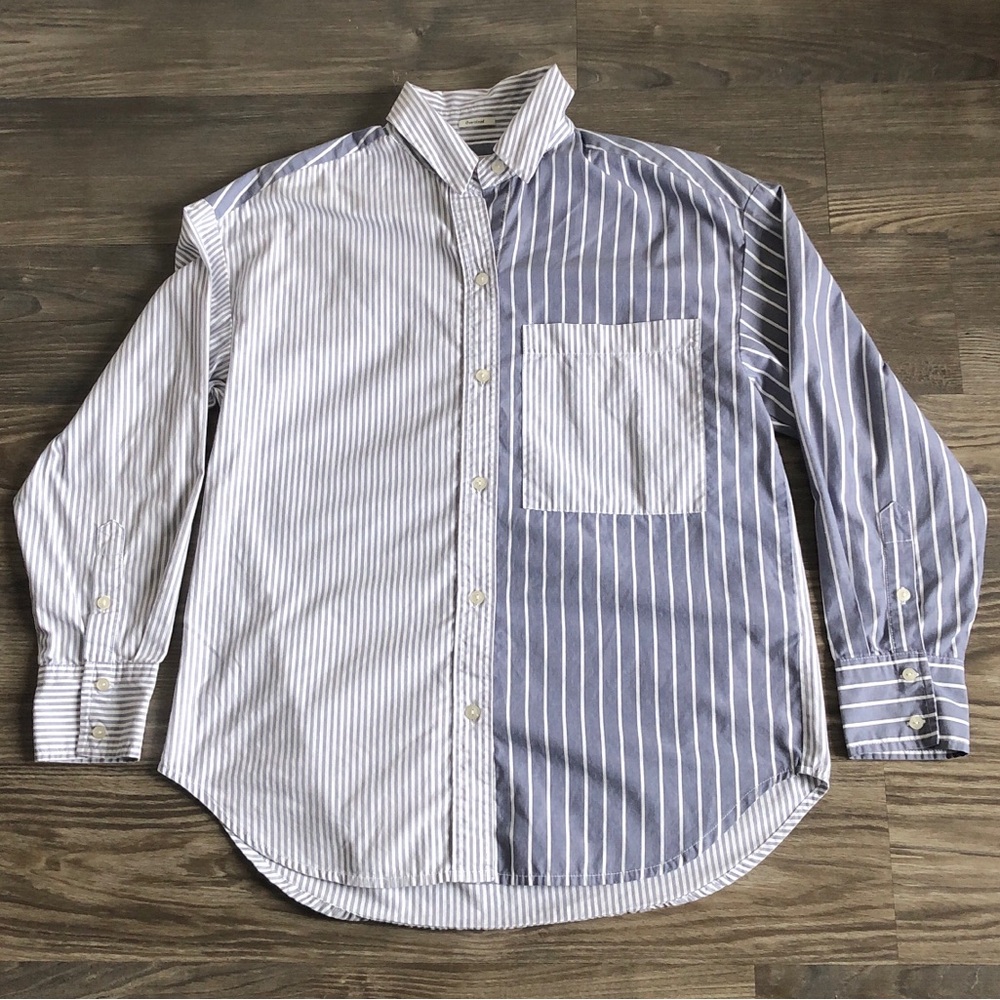 New Abercrombie and Fitch Womens Oversized Poplin Colorblock Shirt Stripe - Picture 3 of 15